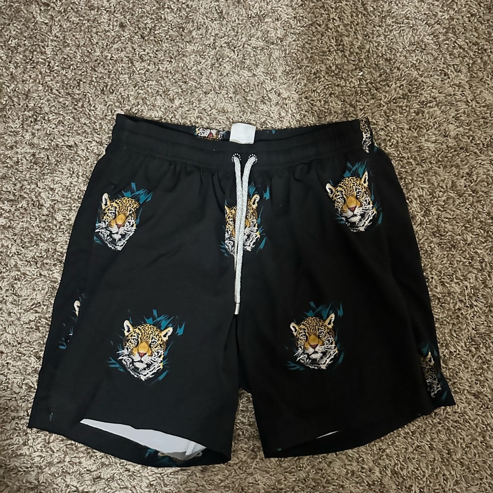 YoungLA Black Leopard Print Men's Shorts